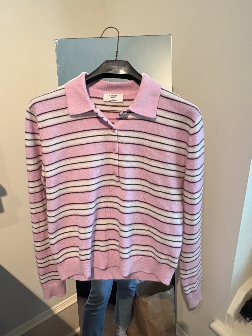 Aritzia Bare Cashmere Provenance Polo Sweater